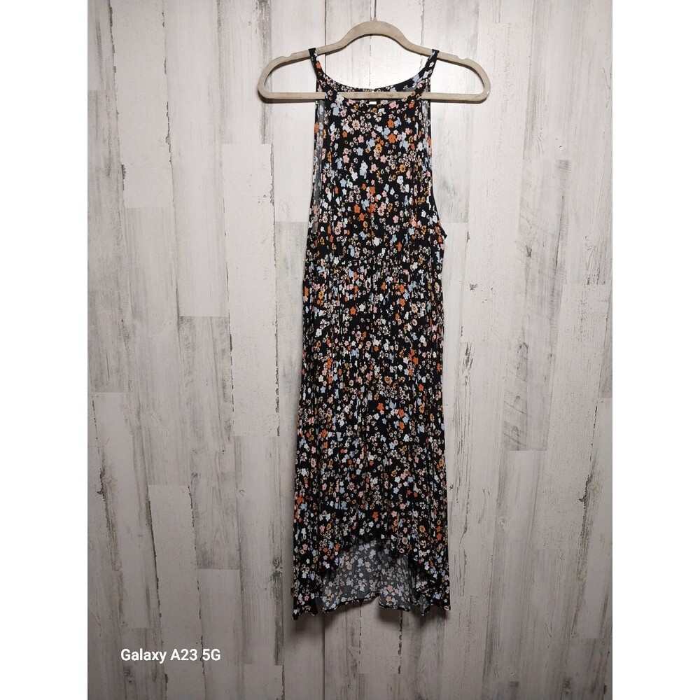 Torrid Womens Midi Challis High Neck Dress Black Floral Plus 0X Spring Summer